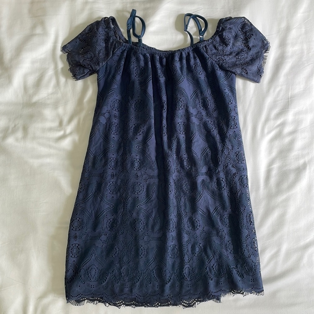 No Comment Blue Lace Mini Dress Size S